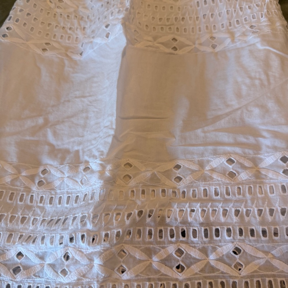 J. Crew 02 White Eyelet Lace Lined Sleeveless Knee Length Sheath Tank Dress - Picture 7 of 10